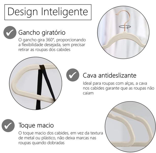 Kit 50 Cabide Infantil Veludo Antideslizante Ultra Fino Moderno - MAZZILLI Imagem de Kit 50 Cabide Infantil Veludo Antideslizante Ultra Fino Moderno