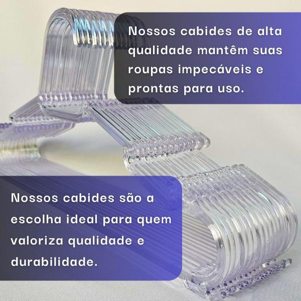 Imagem de Kit 50 Cabides Adulto Cristal Combate Resistente Padrão Camiseta Blusa Camisa