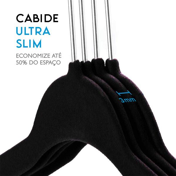 Imagem de Kit 50 Cabides de Veludo Slim  Antideslizante Preto