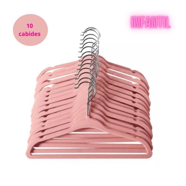 Imagem de Kit 50 Cabides Infantis Veludo Antideslizante Rosa