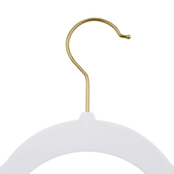 Imagem de Kit 50 Cabides Veludo Branco Gancho Dourado Antideslizantes