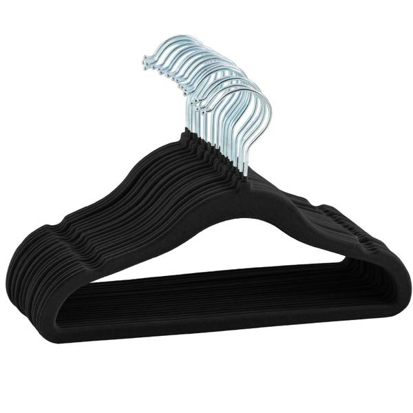 Kit 50 Cabides Veludo Infantil Slim Antiderrapante Preto - Holtter Home Design Kit 50 Cabides Veludo Infantil Slim Antiderrapante Preto - Holtter Home Design