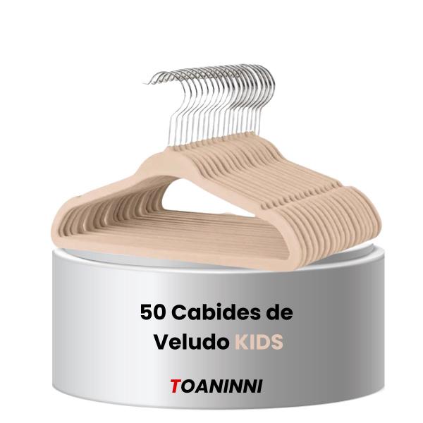 Imagem de Kit 50 Cabides Veludo Infantil Slim Ultrafino Bege / Creme