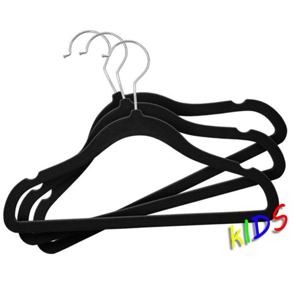 Imagem de Kit 50 Cabides Veludo Infantil Slim Ultrafino Preto