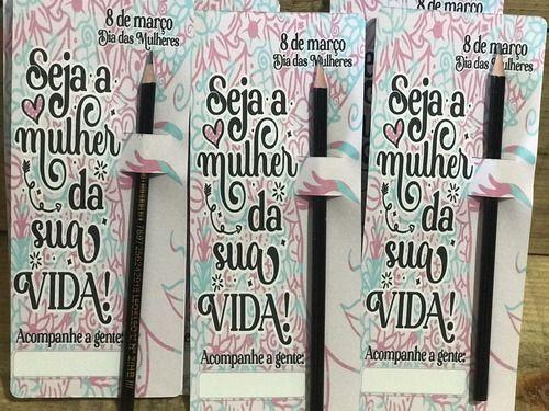 Imagem de Kit 50 Cards Com Lápis Lembrancinha Dia das Mulheres