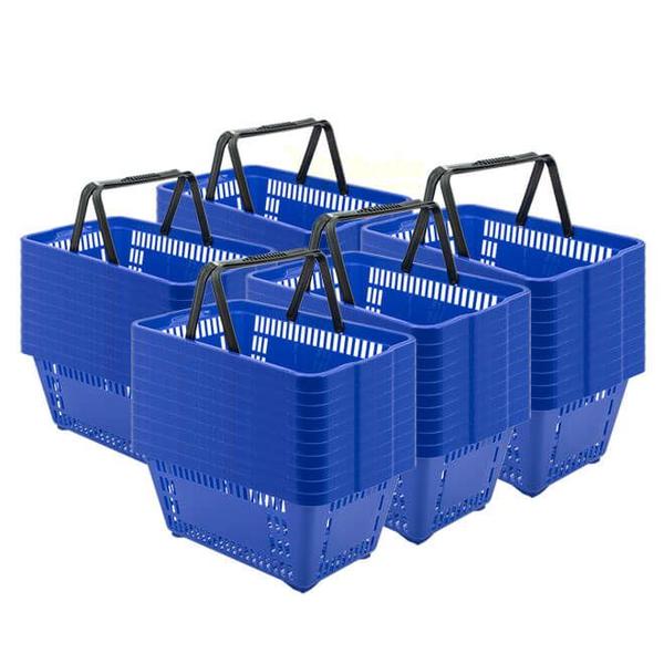 Imagem de Kit 50 cestas de compras plástica 16l azul