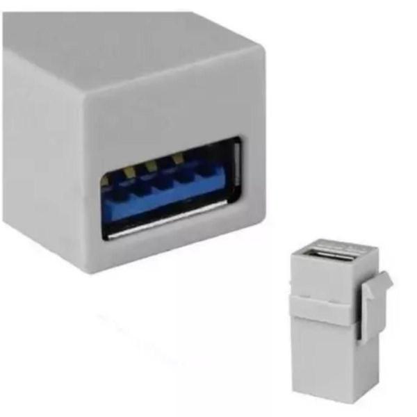 Imagem de Kit 50 Conectores Keystone USB 3.0 Embutir Branco