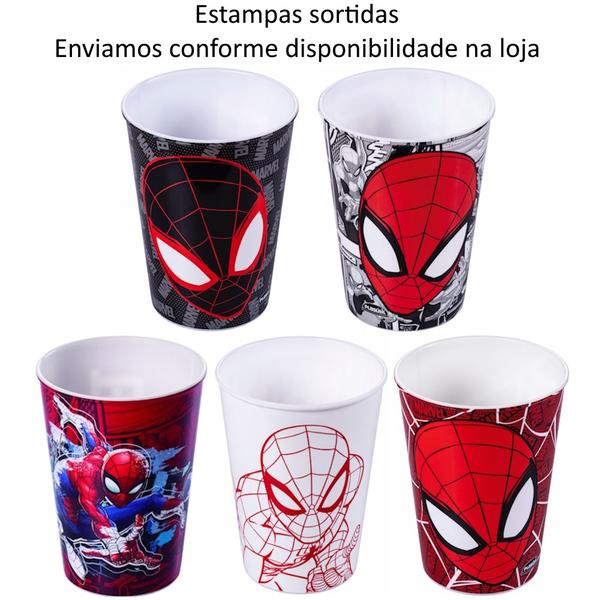 Imagem de Kit 50 Copos Plasútil 320ml Decoração de Festas Infantil Estampa do Homem Aranha