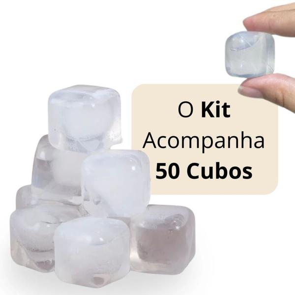 Imagem de Kit 50 Cubos de Gelo Artificial Reutilizavel em Plastico Quadrado 2,5 Cm X 2,5 Cm  Rio Tijucas 