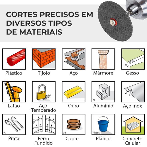 Imagem de Kit 50 Discos De Corte Reforçado 32Mm E Haste Micro Retífica