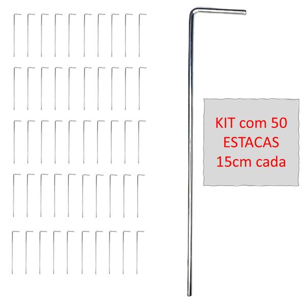 Imagem de Kit 50 Estacas Espeque Metal Barracas Camping Guarda-sol 3mm