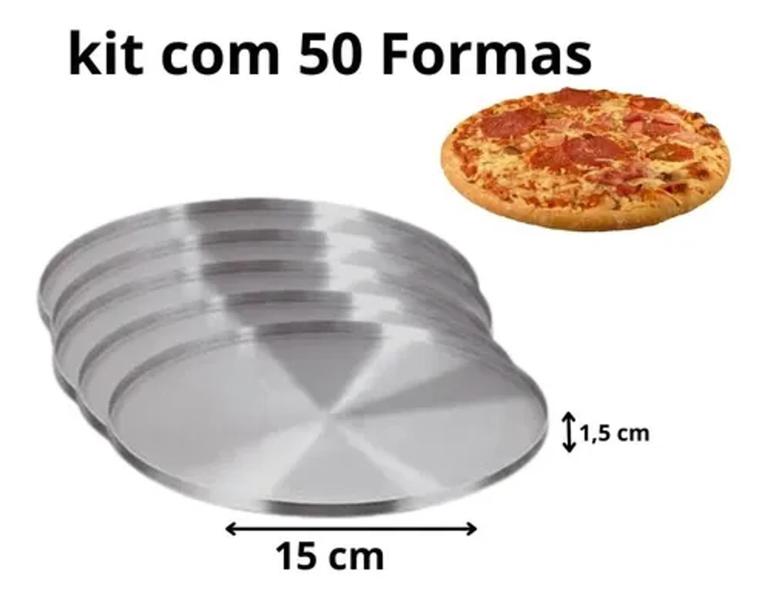 Imagem de Kit 50 Formas De Mini Pizza 15cm Alumínio - FORMAS PEREIRA