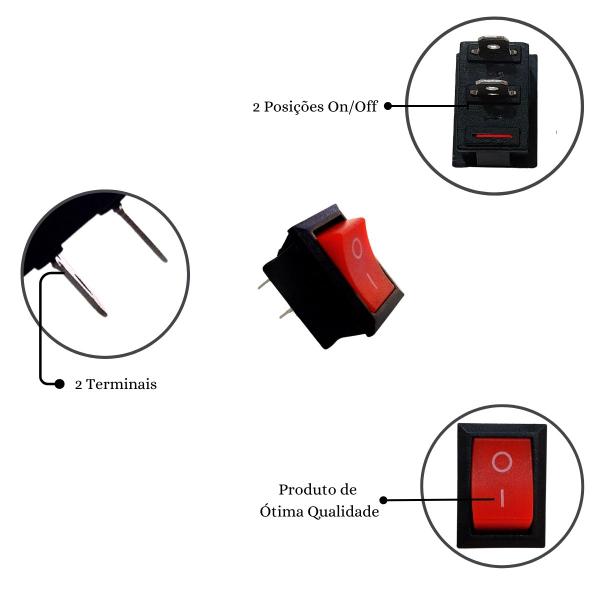 Kit 50 Interruptores Chave tic tac Kdc 2 Term. OnOff 2 Posi. Liga