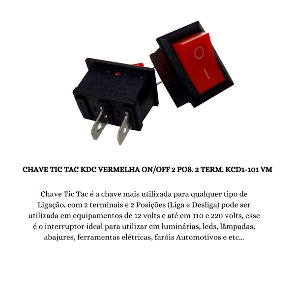 Kit 50 Interruptores Chave tic tac Kdc 2 Term. OnOff 2 Posi. Liga