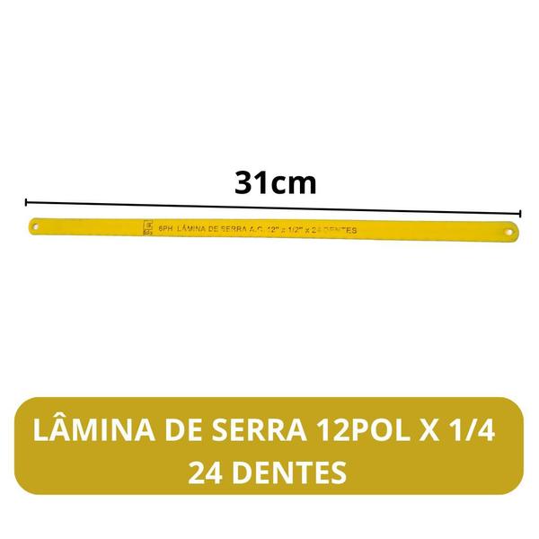 Imagem de Kit 50 Lâminas 12 Pol. Serrinha 30cm 24 Dentes Arco De Serra