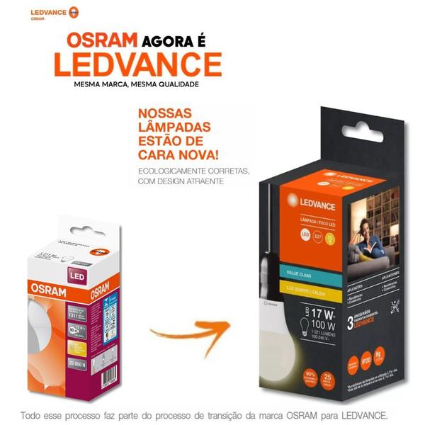 Imagem de Kit 50 lampadas led cla100 17w 3000k 1521lm e27 - osram