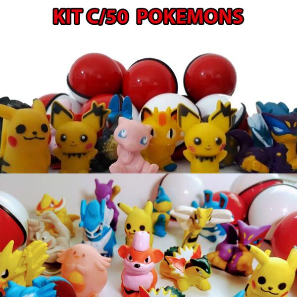 Imagem de Kit 50 Miniaturas Pokémon + 50 Pokebolas 5 Cm