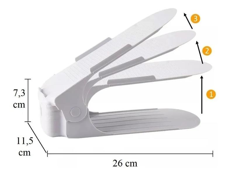 Imagem de Kit 50 Organizadores de sapato, saltos e tênis com regulagem de altura - Preto