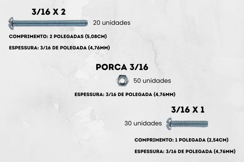 Kit 50 parafusos 3/16 Rosca Máquina - 2 medidas - Kit Parafusos Imagem de Kit 50 parafusos 3/16 Rosca Máquina - 2 medidas