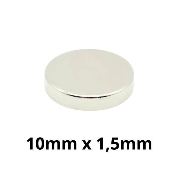 Imagem de Kit 50 Peças Imã Neodímio Disco Magnético N35  10 x 1,5 mm Super Forte Potente Redondo