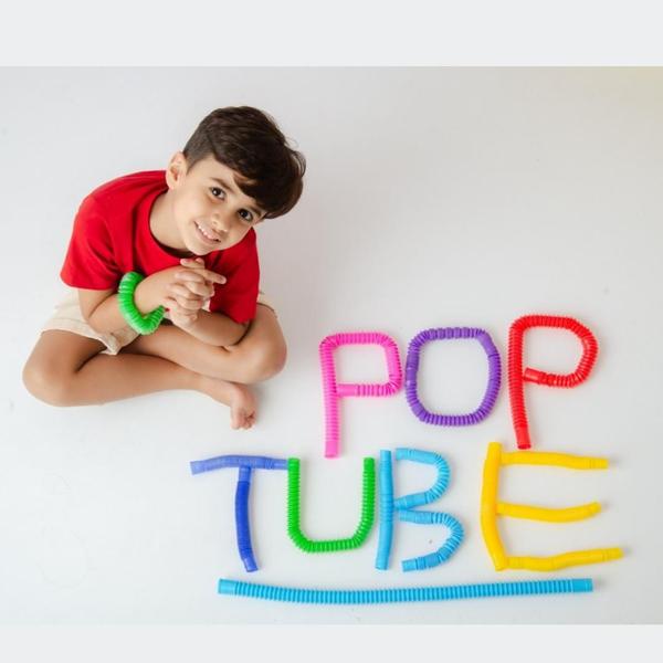 Imagem de Kit 50 Peças Mini Pop Tube Sensorial Brinquedo Educativo Tubo Descompressão Fidget Toys