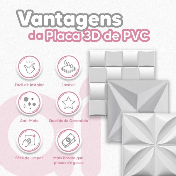 Imagem de Kit 50 Placas 3D Adesivas Modelo Boiserie Pvc 50X50Cm