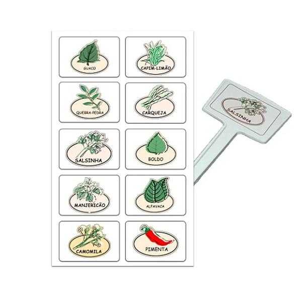 Imagem de Kit 50 Placas Identificadora de  Plantas 20cm Branco Plaquinha Nomes Plantas Nutriplan Nutriplast