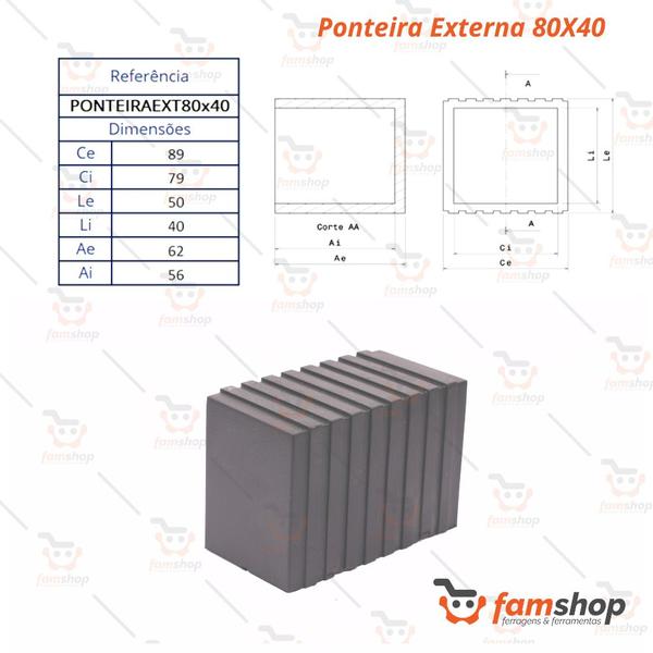 Imagem de Kit 50 ponteira externa 80x40