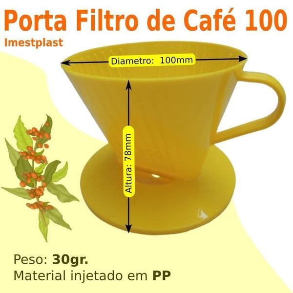 Imagem de Kit 50 Porta Filtro 100 Suporte Coador Café Amarelo 30Gr.