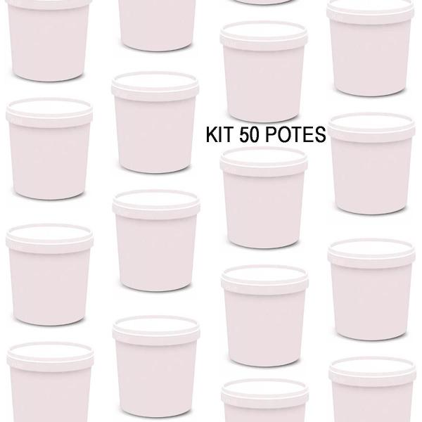 Imagem de Kit 50 Potes Para Alimentos 1,2 Litros Branco Plástico