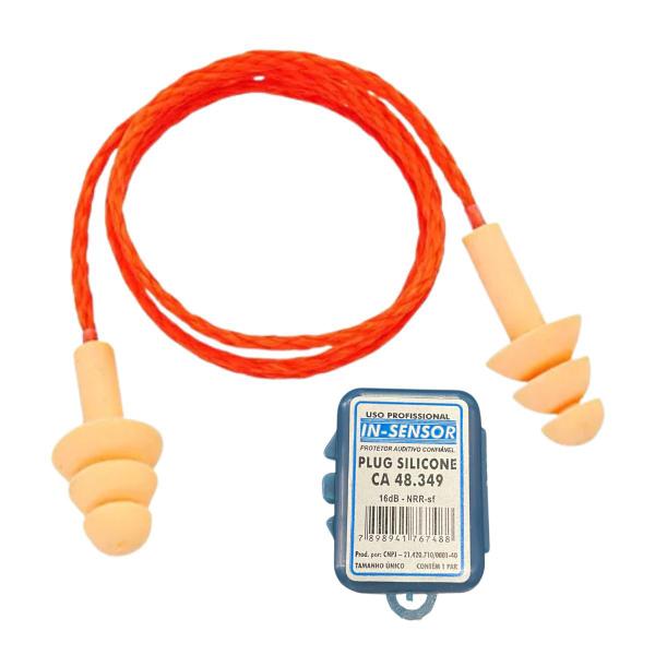 Imagem de Kit 50 Protetor Auricular Ouvido Plug Silicone Antialérgico com Capa Protetora EPI