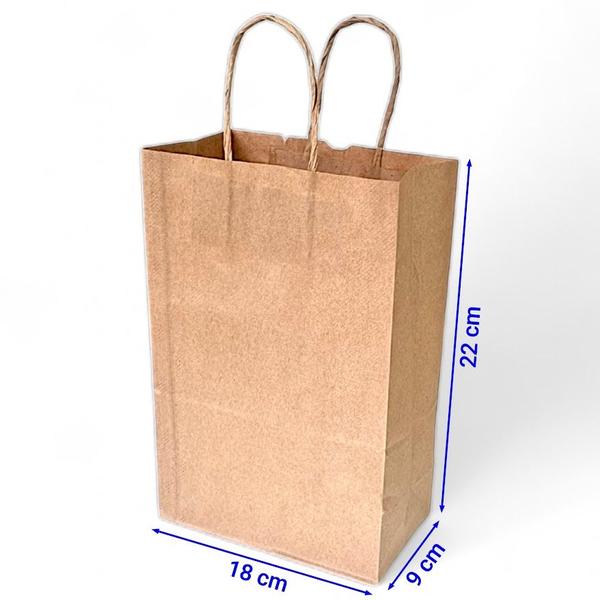 Imagem de Kit 50 Sacolas de Papel Kraft 18x22x9 - Perfeitas para Delivery de Lanches e Diversos Produtos