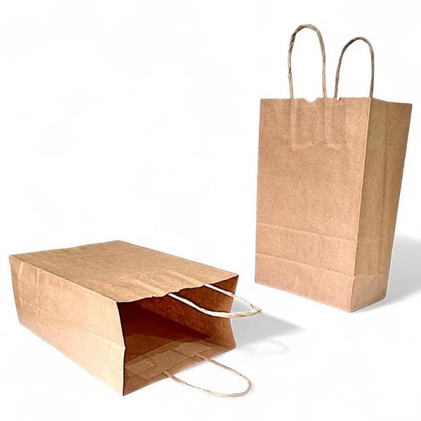 Imagem de Kit 50 Sacolinhas de Papel Kraft 15x20x7 - Resistentes e Sustentáveis para Delivery e Produtos Compactos