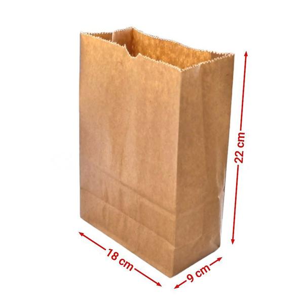 Imagem de Kit 50 Sacos de Papel Kraft 18x22x9 - Perfeitos para Delivery de Lanches e Diversos Produtos