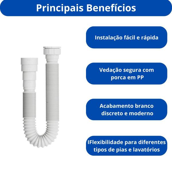 Imagem de Kit 50 unidades - blukit sifão extensivo univ 72 cm.branco porca pp 030101