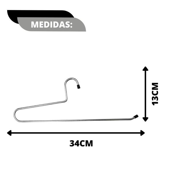 Imagem de Kit 50 Unidades Cabides Organizador Guarda Roupa Cromado