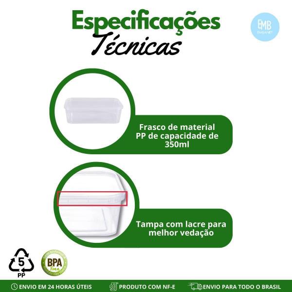 Imagem de Kit 50 Unidades De Marmita Descartavel Tampa Com Lacre 350Ml