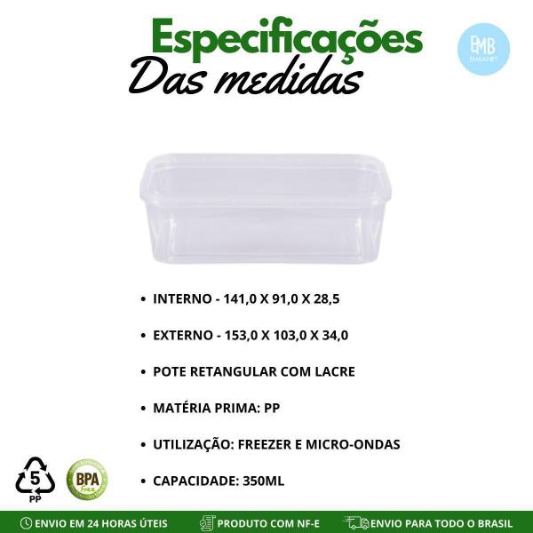 Imagem de Kit 50 Unidades De Marmita Descartavel Tampa Com Lacre 350Ml