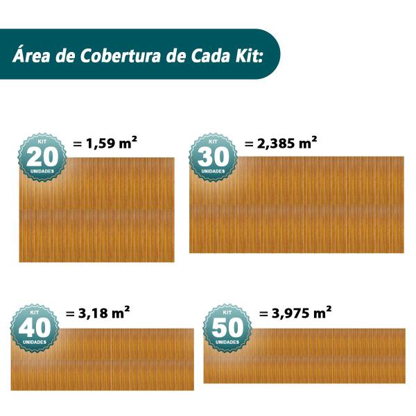 Imagem de Kit 50 Unidades Módulo Ripado de Placas 53x15cm Autoadesivo - LH Móveis