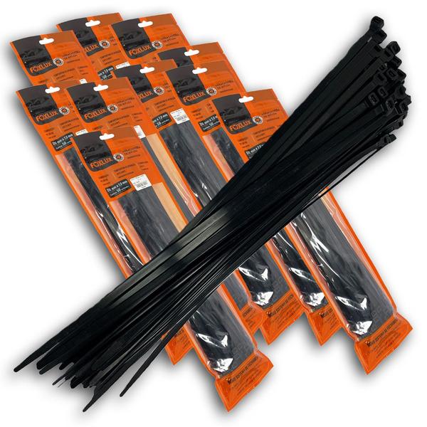 Imagem de Kit 500 Abraçadeiras de Nylon Preta Foxlux 37cm x 7,0mm