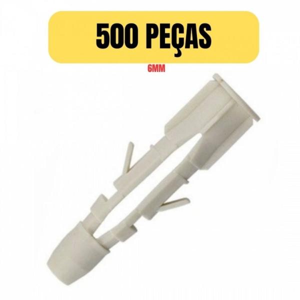 Imagem de Kit 500 bucha plastica sfu 6mm s6 tijolo bloco oca com anel