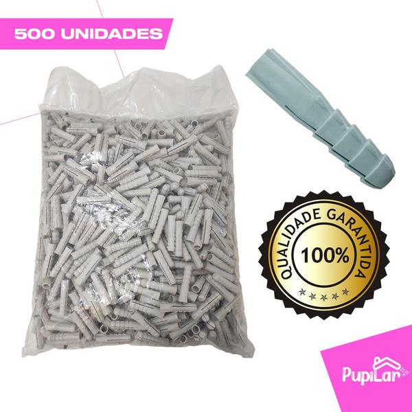 Imagem de Kit 500 Buchas de Nylon Alta Qualidade P/ Alvenaria Tam B6