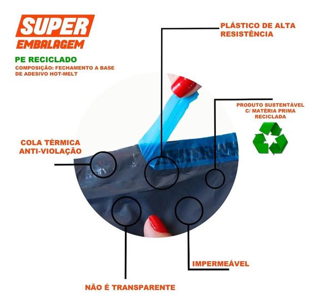 Imagem de Kit 500 Envelope Segurança Super Embalagem 26X36 Reciclado