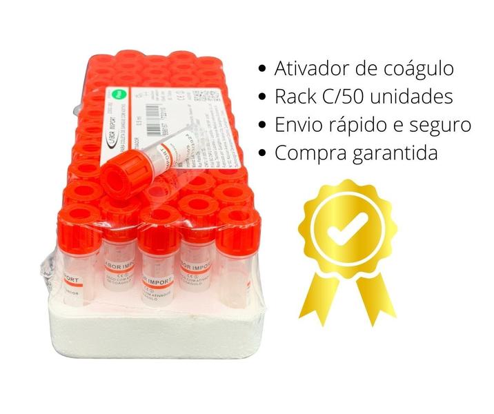 Imagem de Kit 500 Microtubo Tubo Coleta De Sangue Ativador Sem Aditivo