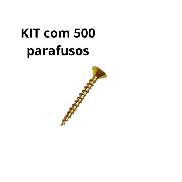 Imagem de Kit 500 Parafusos Chipboard Phillips Bicromatizado Durável 3.5x25