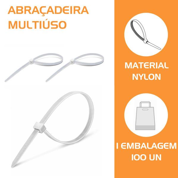 Imagem de Kit 500 Uni Abraçadeira Nylon Cinta Plástica 3,6mm 12cm