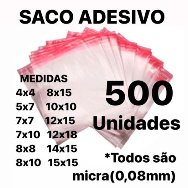 Imagem de Kit 500 unidades Saco Adesivo Transparente