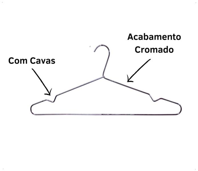 Imagem de Kit 50x Cabides Ganhco De Roupas Aço Cromado Com Cavas