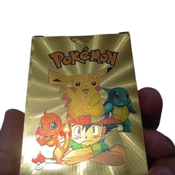 Imagem de Kit 55 Cartas Pokémon Edição Limitada  Folha de Ouro Douradas