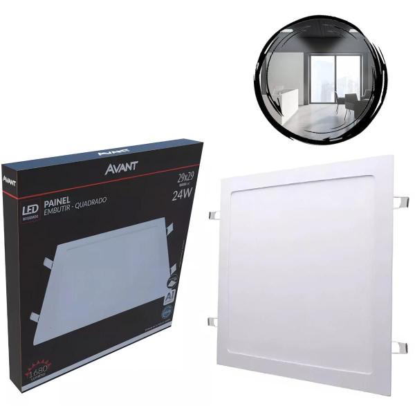 Imagem de Kit 5Pçs Painel Plafon Led 24W Quadrado Embutir Branco 29X29